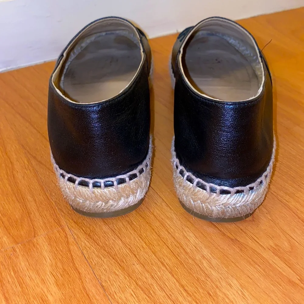 CHANEL Lambskin Espadrilles Black Size 38
